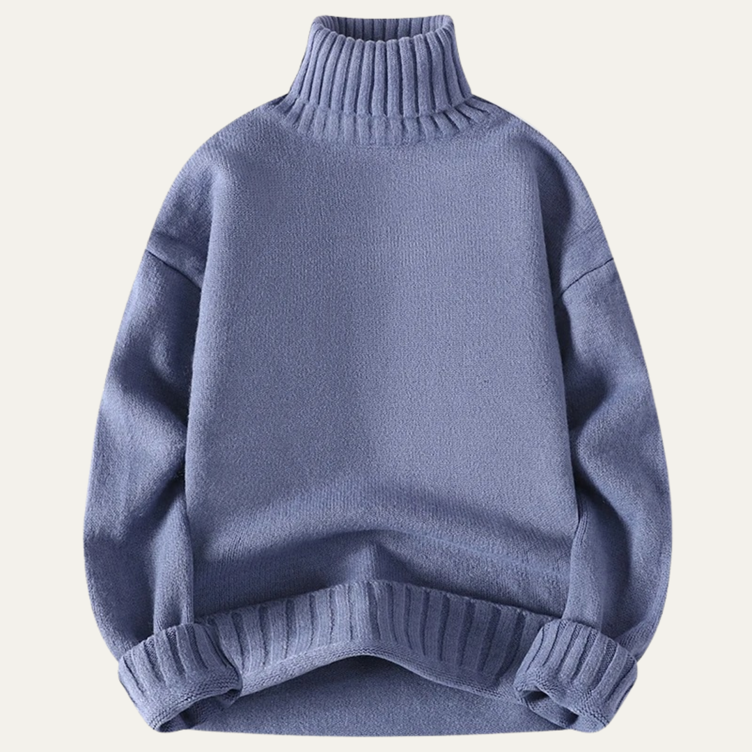Mens Turtleneck Sweater Chunky Rib Relaxed Fit