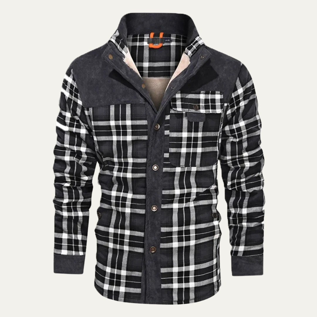 Mens Winter Jacket Plaid Check Warm Fit