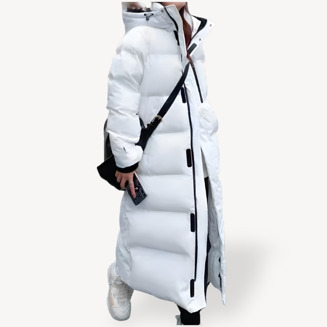 Womens Long Down Puffer Coat Hooded Warm Fit