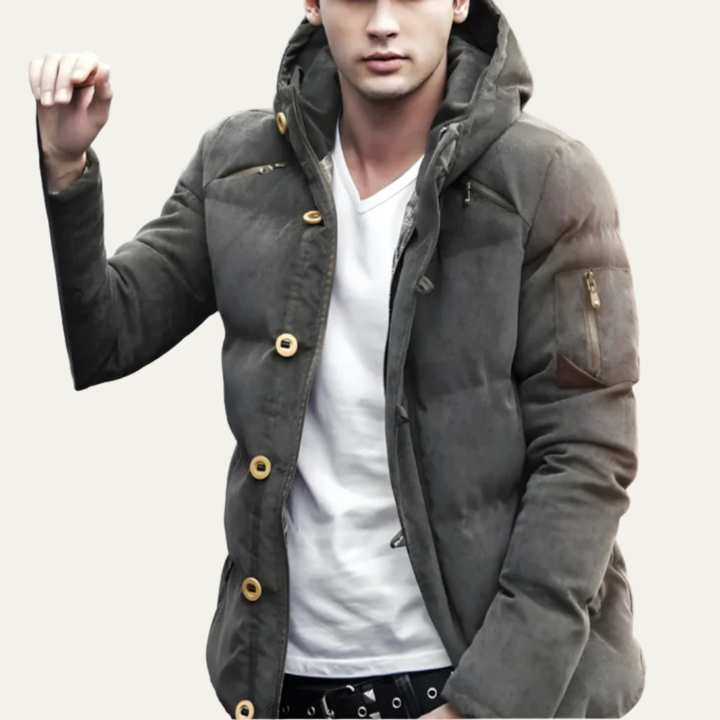 Mens Insulated Puffer Jacket Hooded Multi Pocket