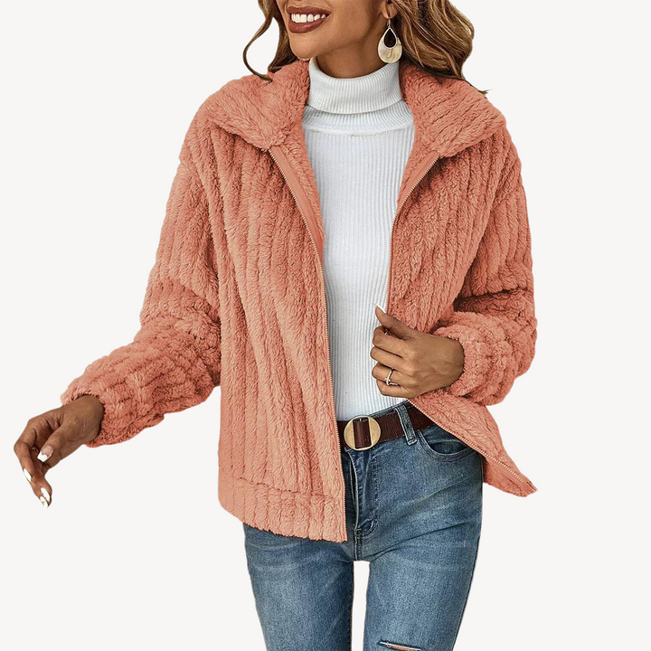 Womens Zip-Up Cardigan Plush Fleece Cozy Fit