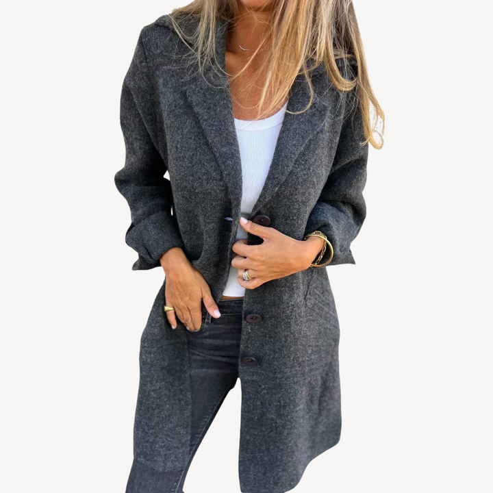 Womens Longline Wool Blend Coat Button Front