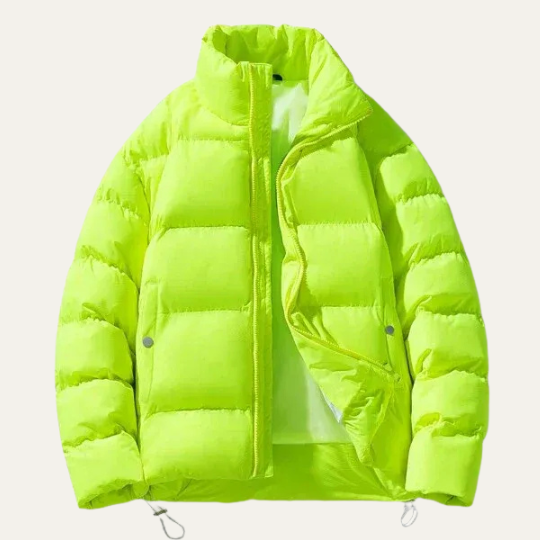 Mens Puffer Jacket Insulated Wide Baffle Stand Collar