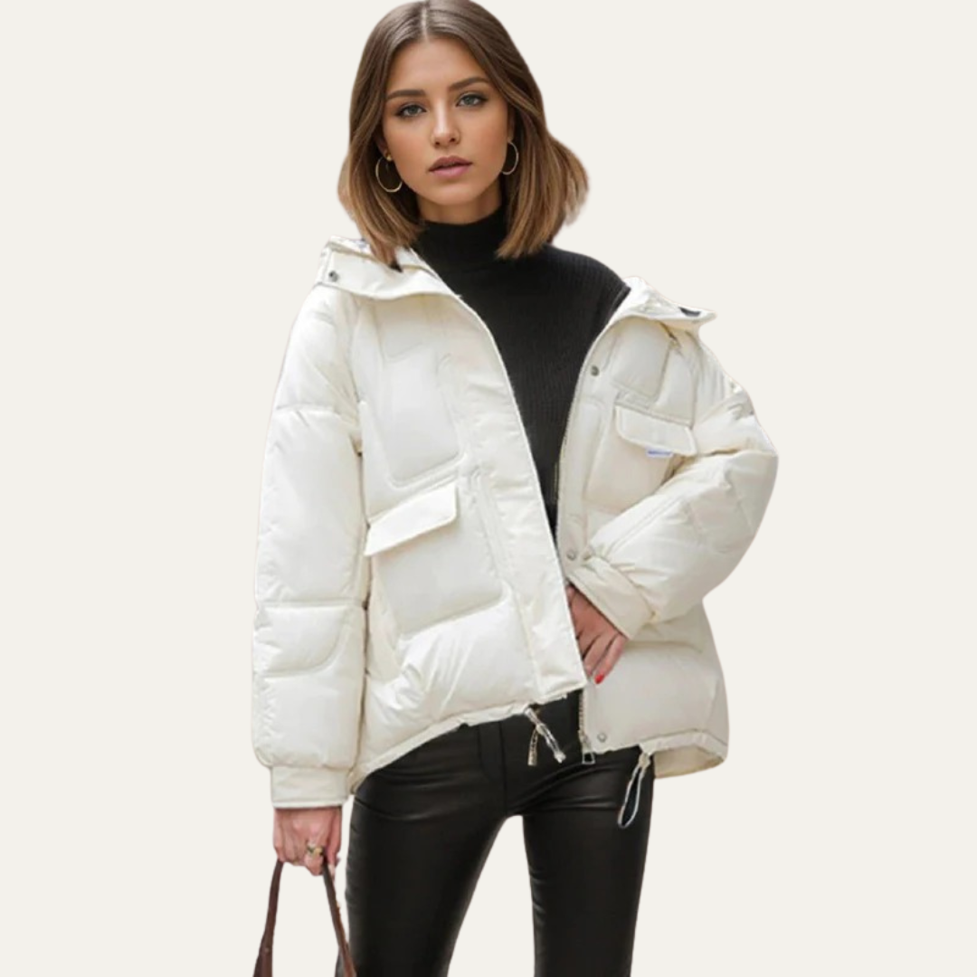 Womens Cropped Puffer Jacket Utility Style