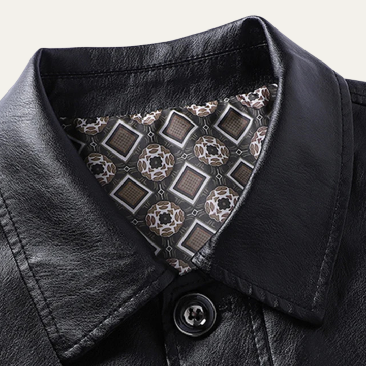 Mens Leather Button-Up Jacket Winter Style