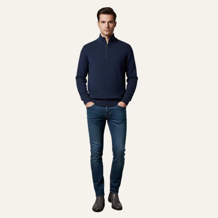 Mens Knit Sweater Tailored Fit Zip-Up