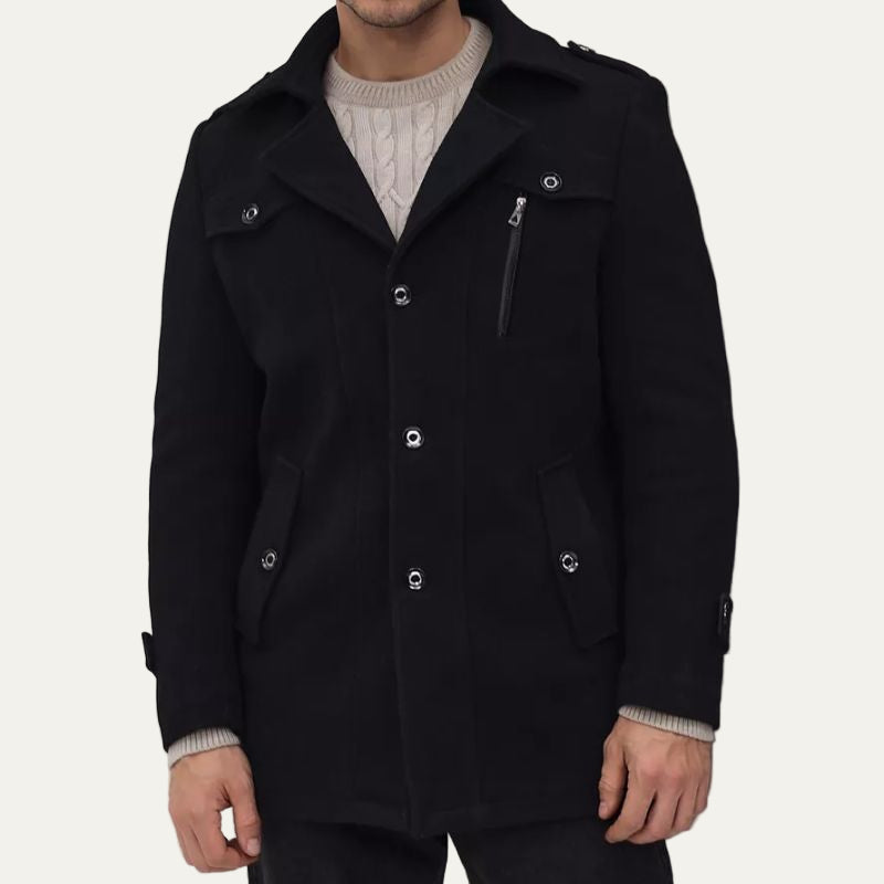 Mens Field Coat Single Breasted Utility Pockets