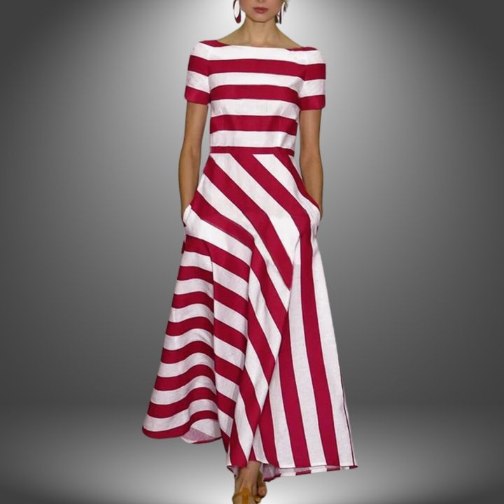 Womens Floor-Length A-Line Dress Elegant Fit - BritishMode