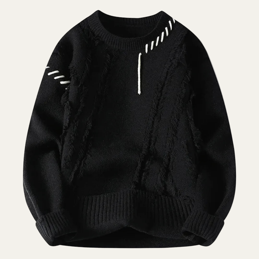 Mens Knit Sweater Distressed Fringe Style