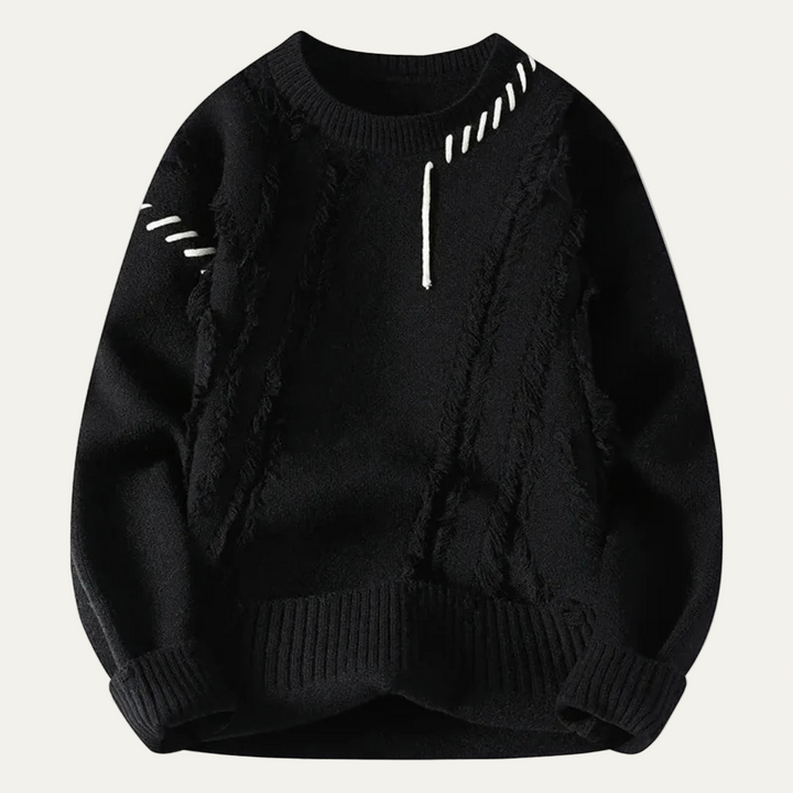 Mens Knit Sweater Distressed Fringe Style