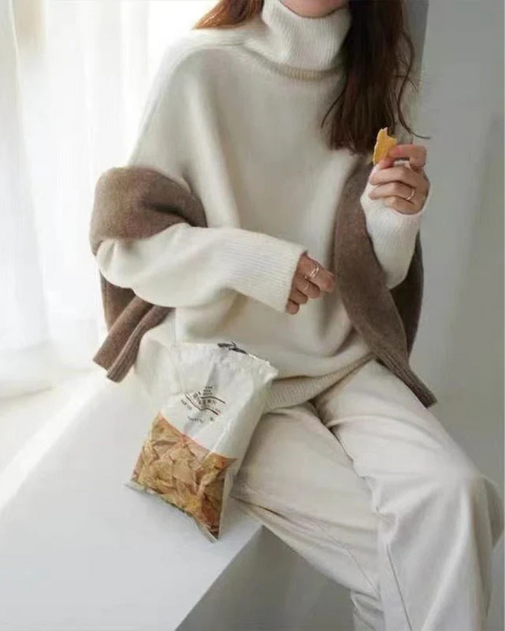 Womens Turtleneck Jumper Sweater Cozy Fit