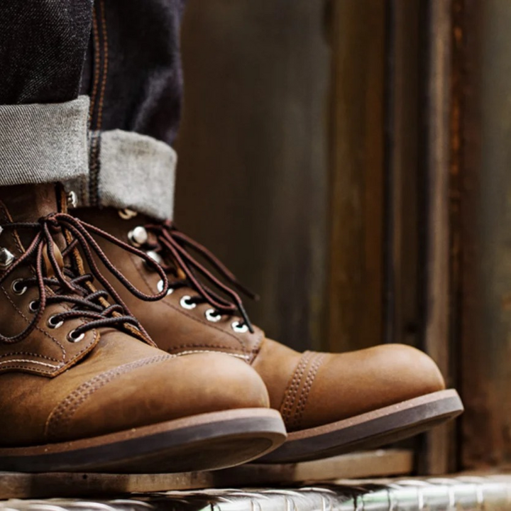 Mens Leather Combat Boots Lace-Up Style