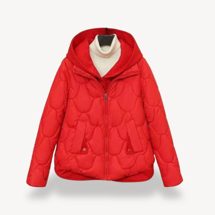 Womens Quilted Puffer Jacket with Hood and Insulated Fit