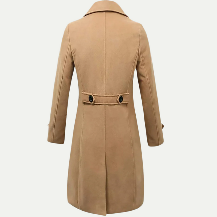 Mens Wool Peacoat Double Breasted Long Fit