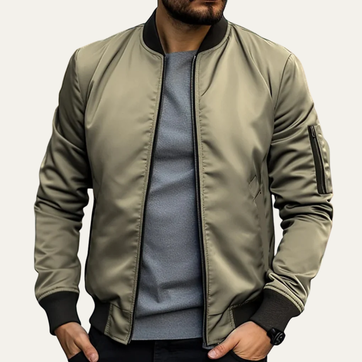 Mens Bomber Jacket Ribbed Collar Classic Fit