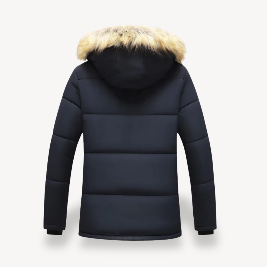 Mens Parka Jacket Faux Fur Lined Regular Fit