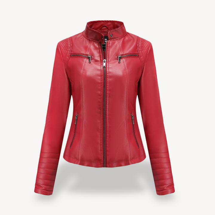 Womens Faux Leather Biker Jacket Classic Fit