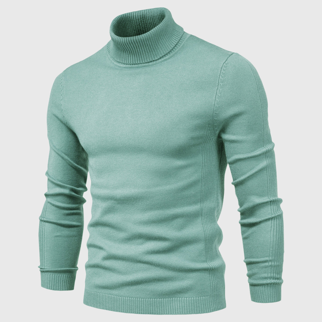 Mens Knit Turtleneck Sweater Plain Fit