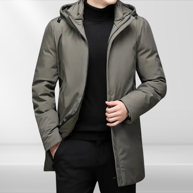 Mens Hoodie Jacket with Duck Down Filling Classic Fit