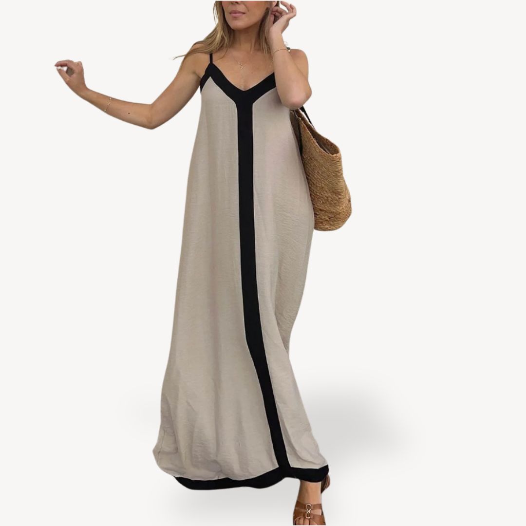 Womens Maxi Slip Dress with Contrast Trim