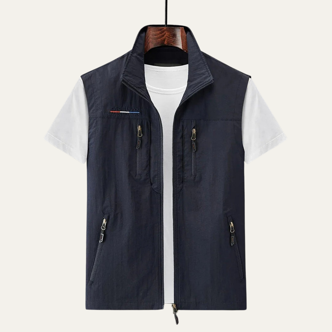 Mens Utility Vest Lightweight Zip Front