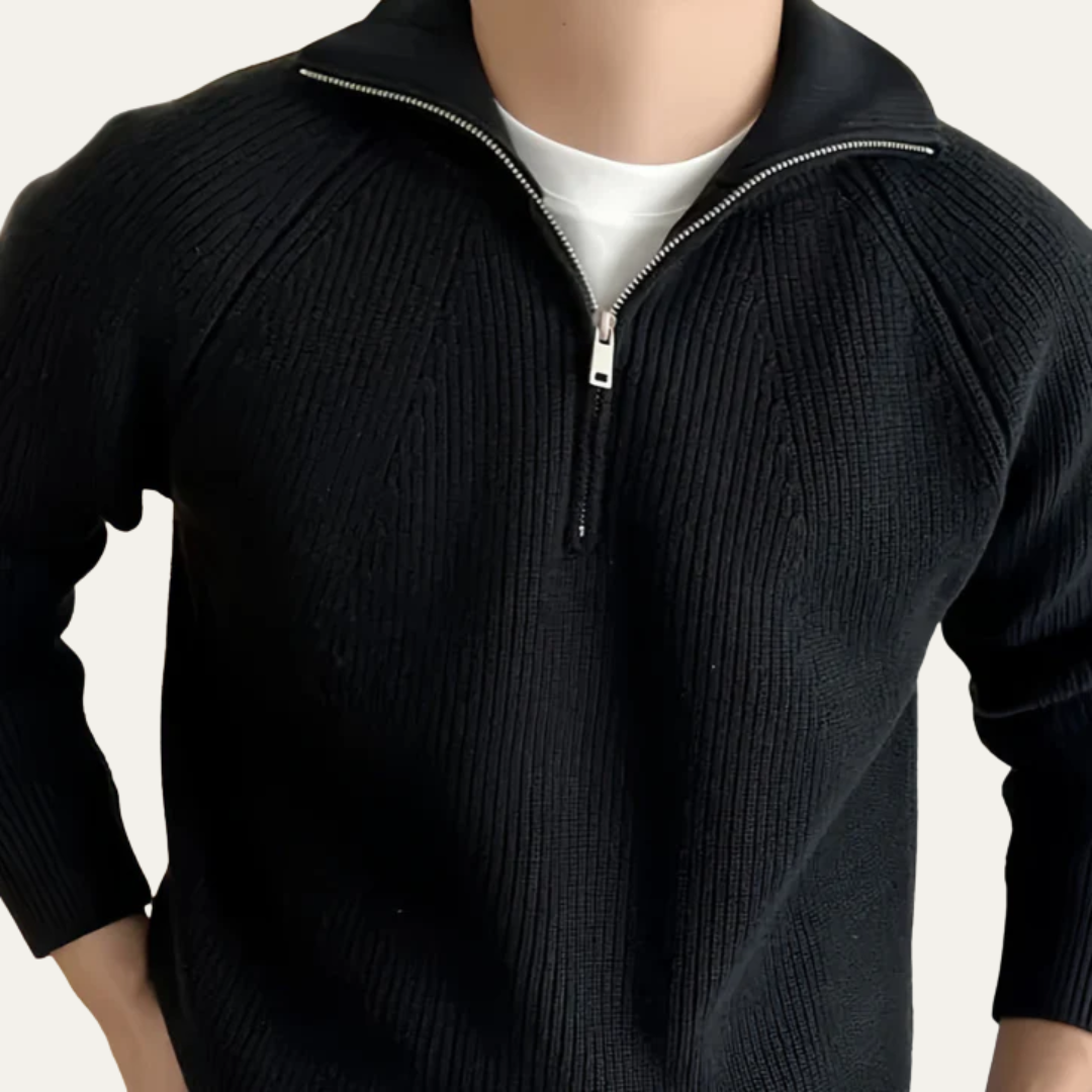 Mens Heavy Knit Quarter Zip Sweater Classic Fit