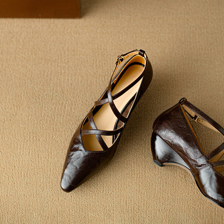 Womens Genuine Leather Heels Classic Fit