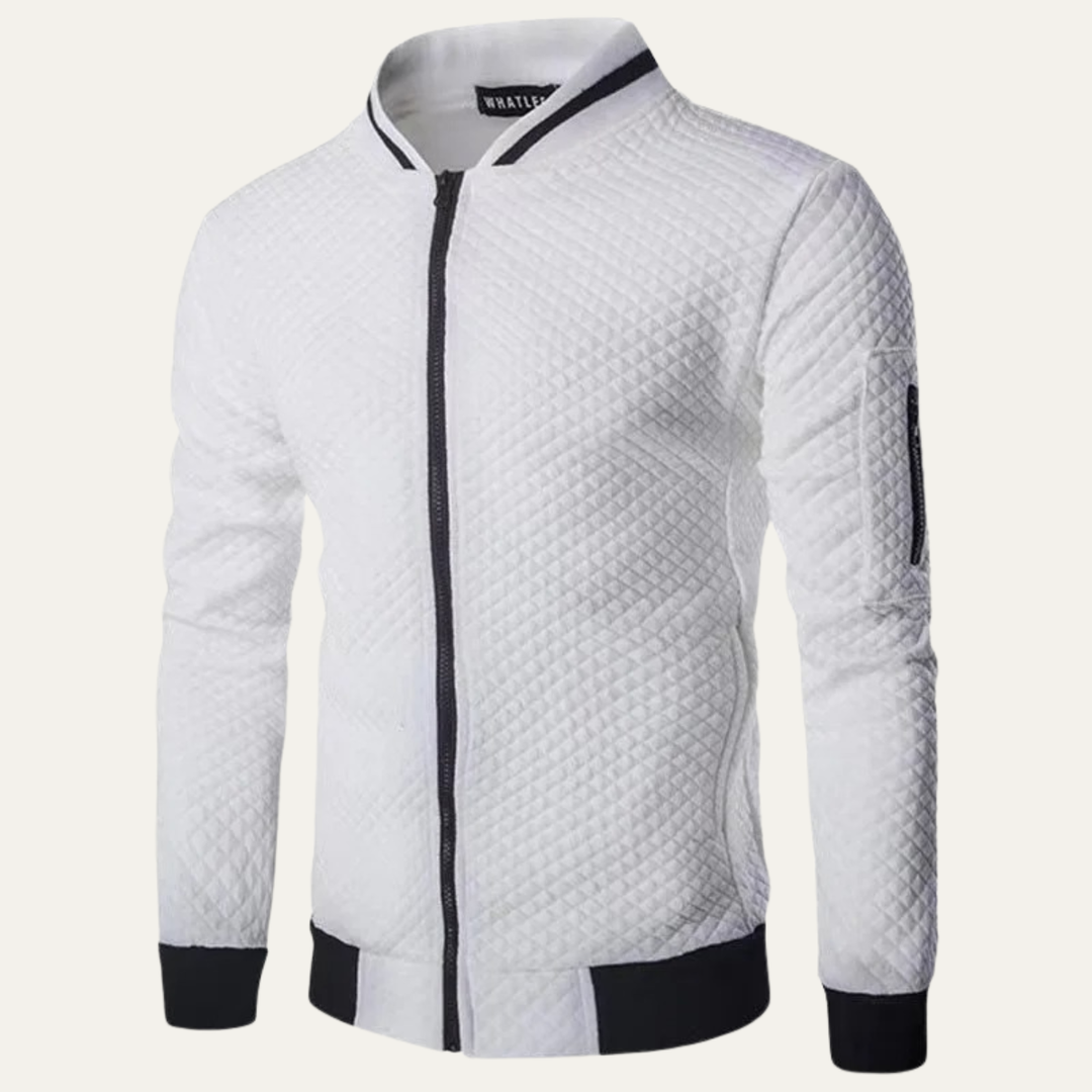 Mens Quilted Bomber Jacket Lightweight Zip-Up