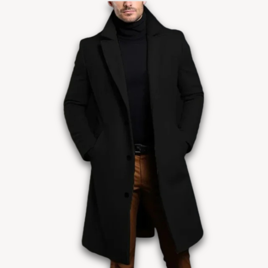Mens Wool Blend Overcoat Formal Slim Fit - BritishMode