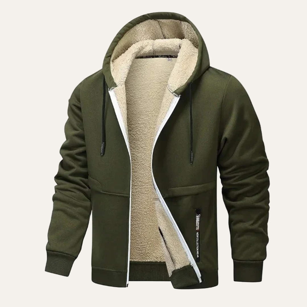 Mens Zip Hoodie Sherpa Lined Heavyweight