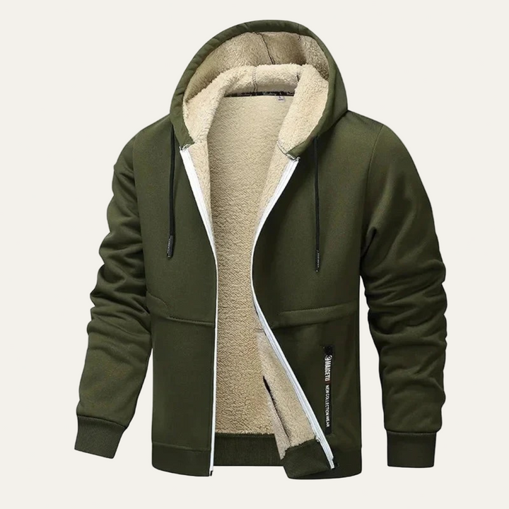 Mens Zip Hoodie Sherpa Lined Heavyweight