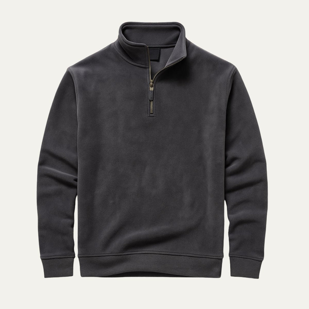 Mens Pullover Textured Quarter Zip Stand Collar