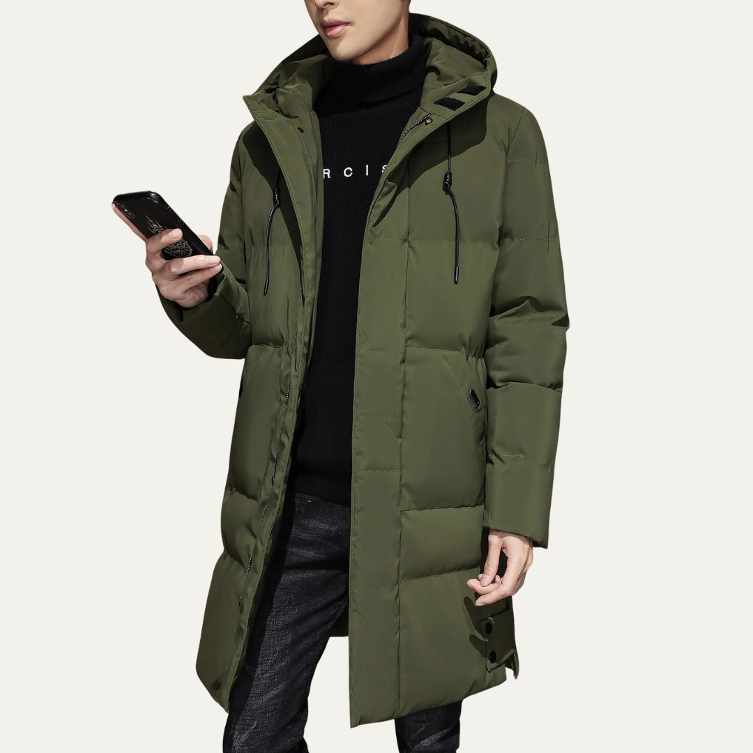 Mens Longline Puffer Coat Insulated Warm