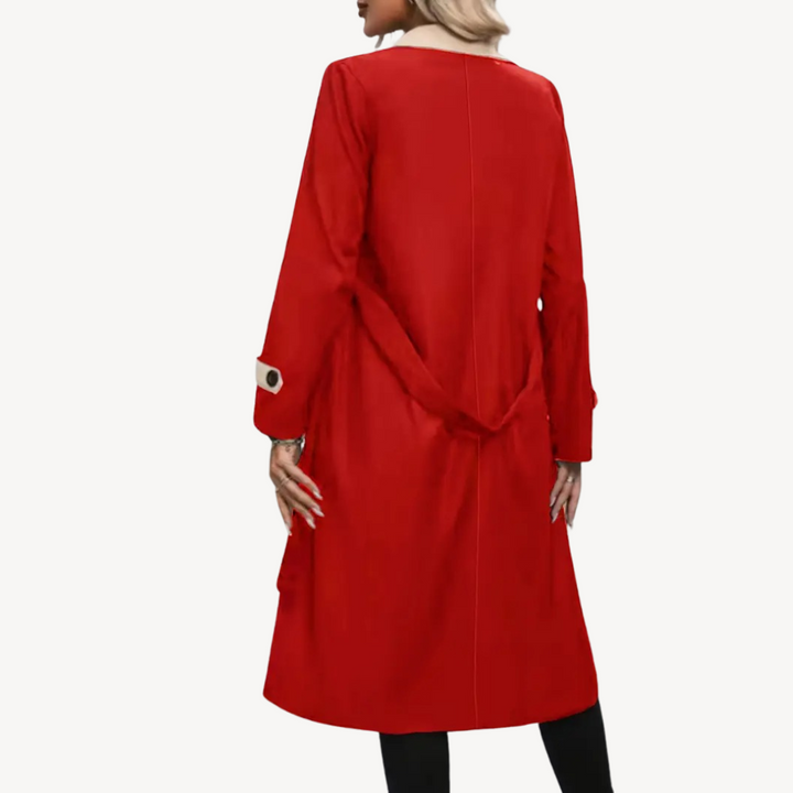 Womens Trench Coat Long Sleeve Two-Tone Design