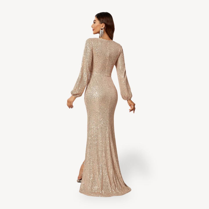 Womens Maxi Dress with Sequin and Side Slit