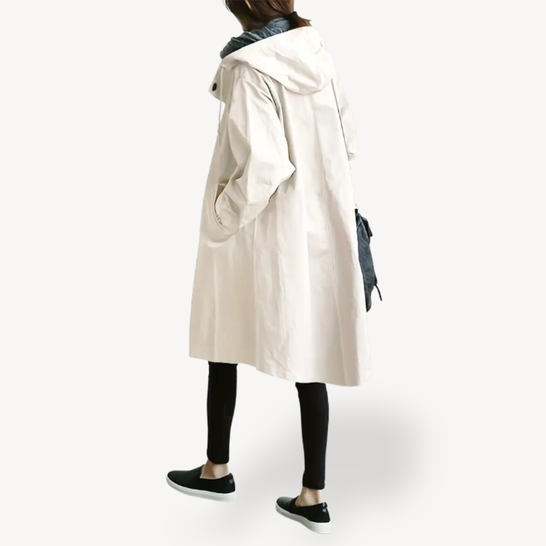 Womens Long Coat with Hood Relaxed Fit