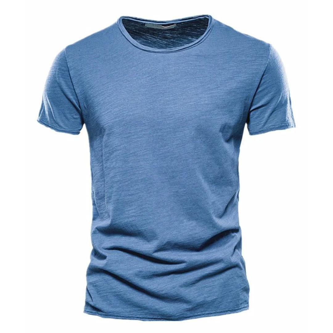 Mens Slim-Fit Cotton T-Shirt Breathable Crew Neck - BritishMode