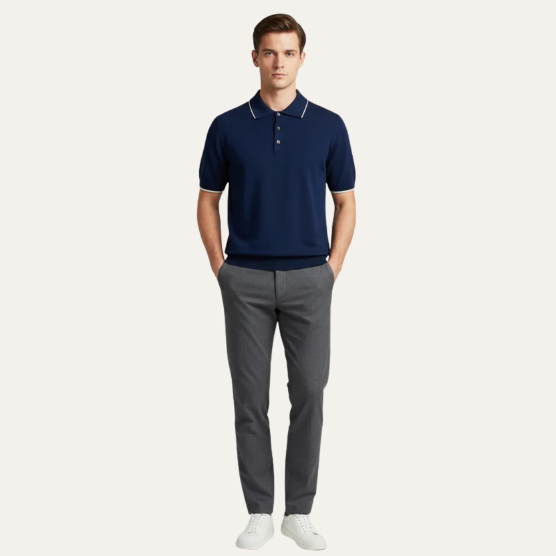 Mens Polo Shirt Structured Collar Classic Fit