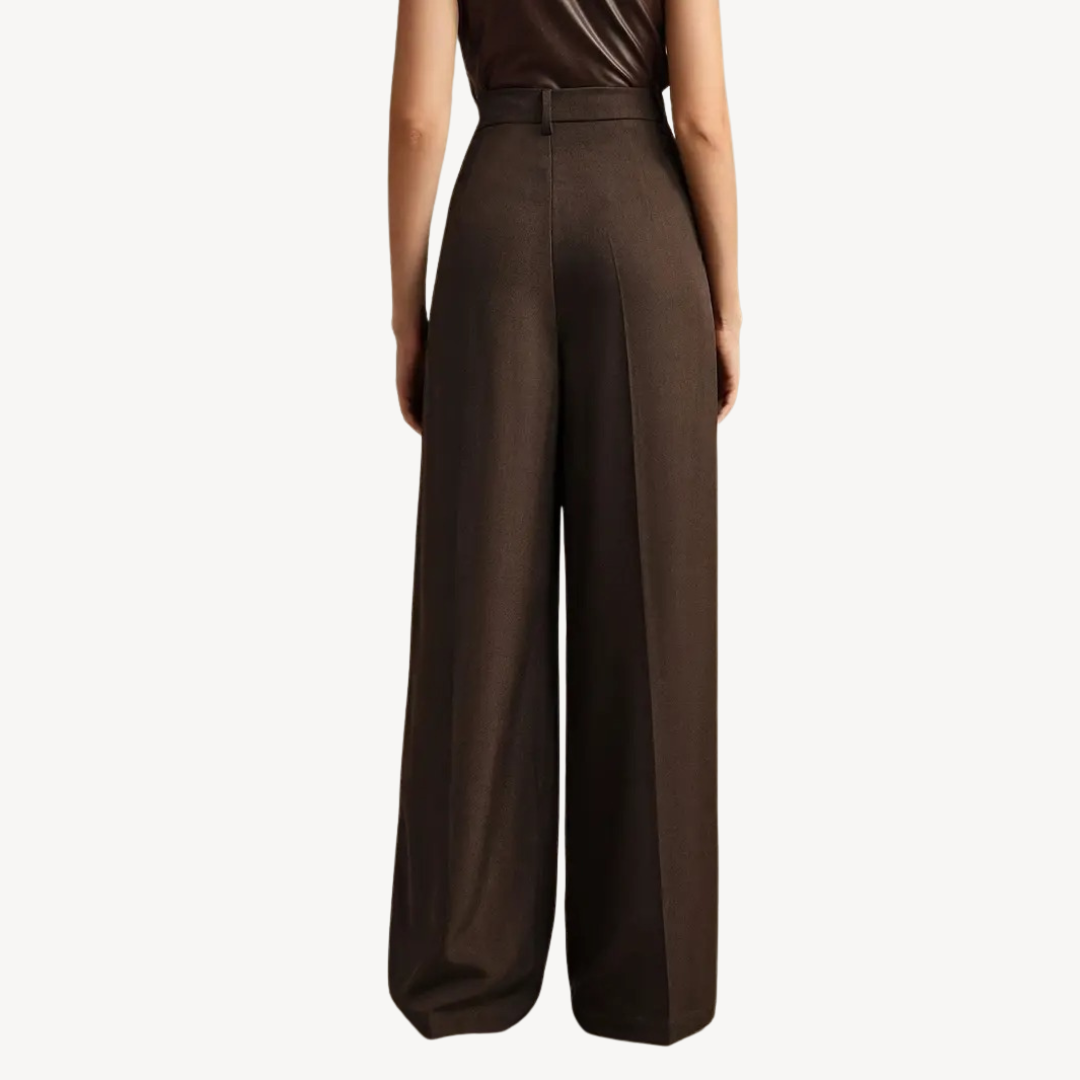 Womens High-Waisted Pleated Trousers Relaxed Fit