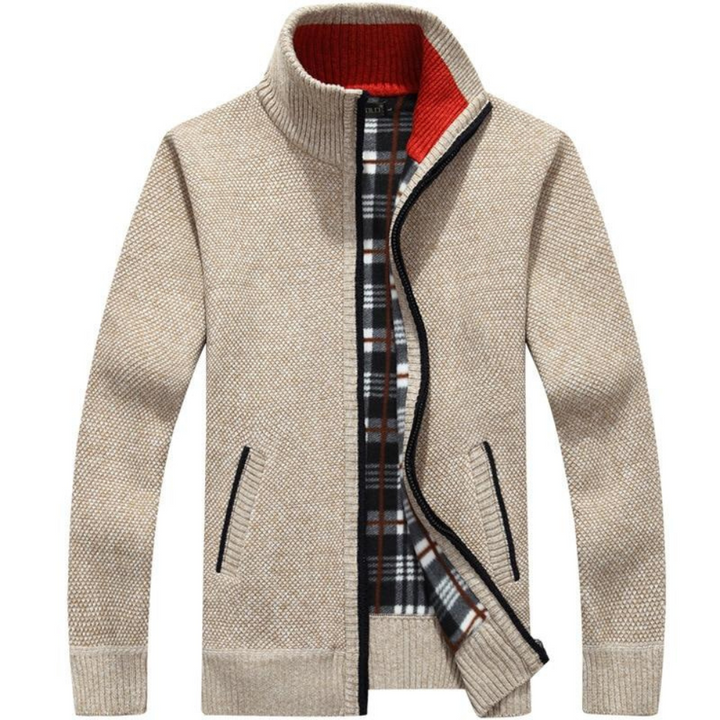 Mens Jacket with High Collar and Front Zip