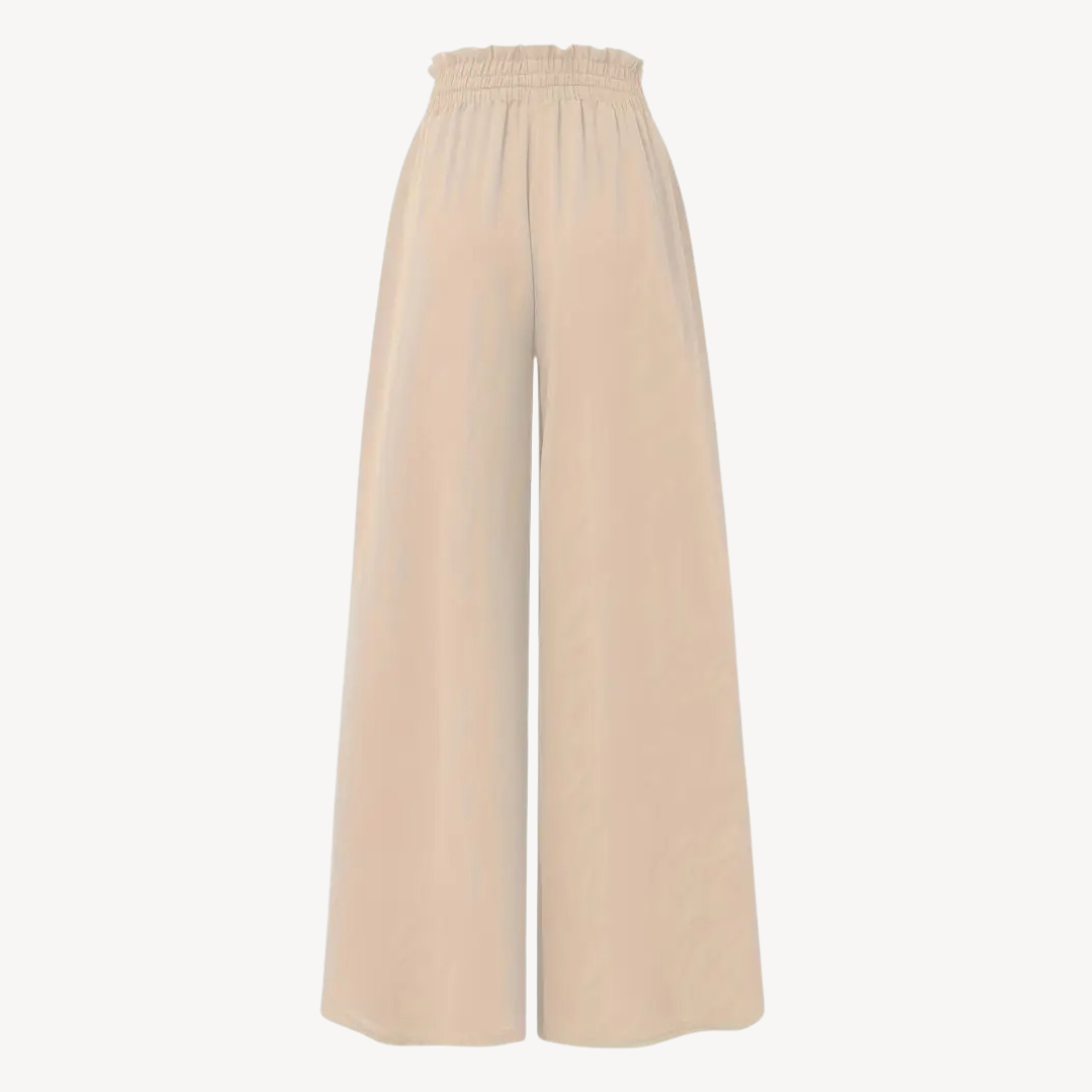 Womens Wide-Leg Trousers with Drawstring Waist
