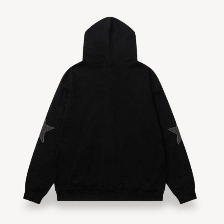 Mens Zip-Up Hoodie with Star Pattern Regular Fit