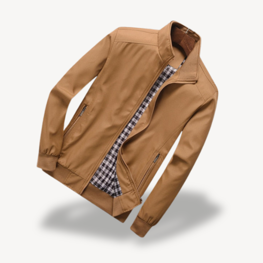 Mens Bomber Jacket Zip-Up Check Lining
