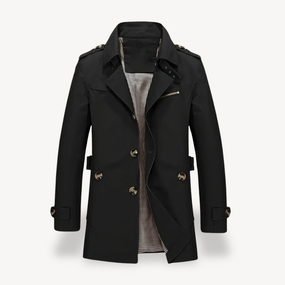 Mens Trench Coat Cotton Blend Classic Fit - BritishMode
