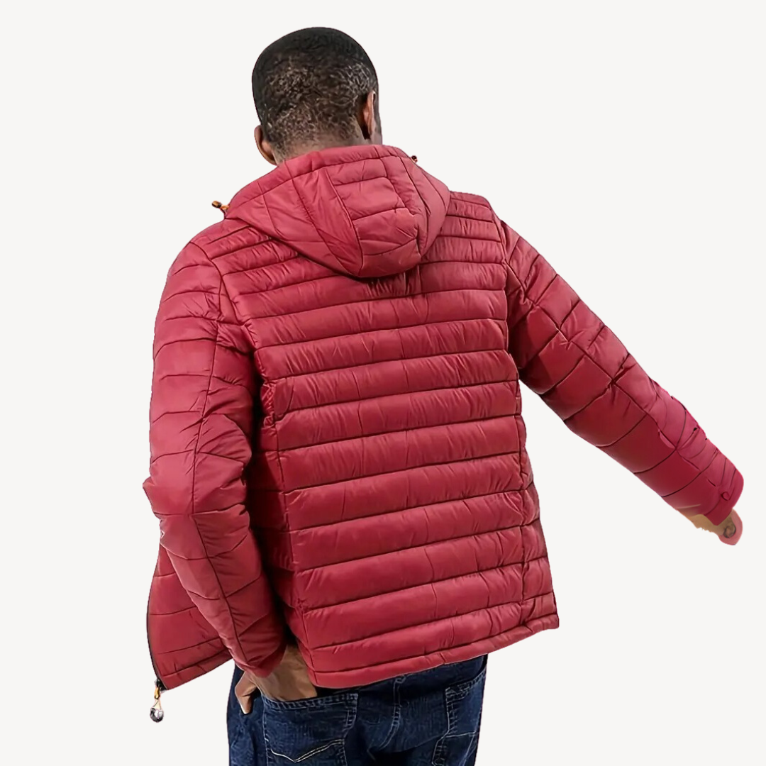 Mens Hooded Puffer Jacket Polyester Insulated Fit - BritishMode