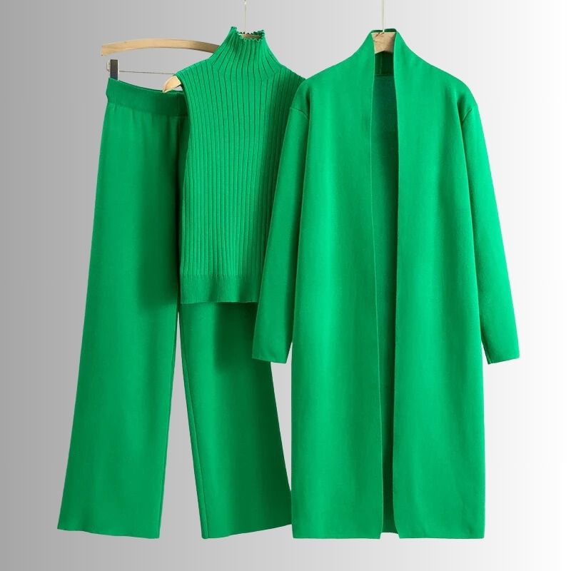 Womens Knit Lounge Set Cardigan Sleeveless Top Wide-Leg Pants