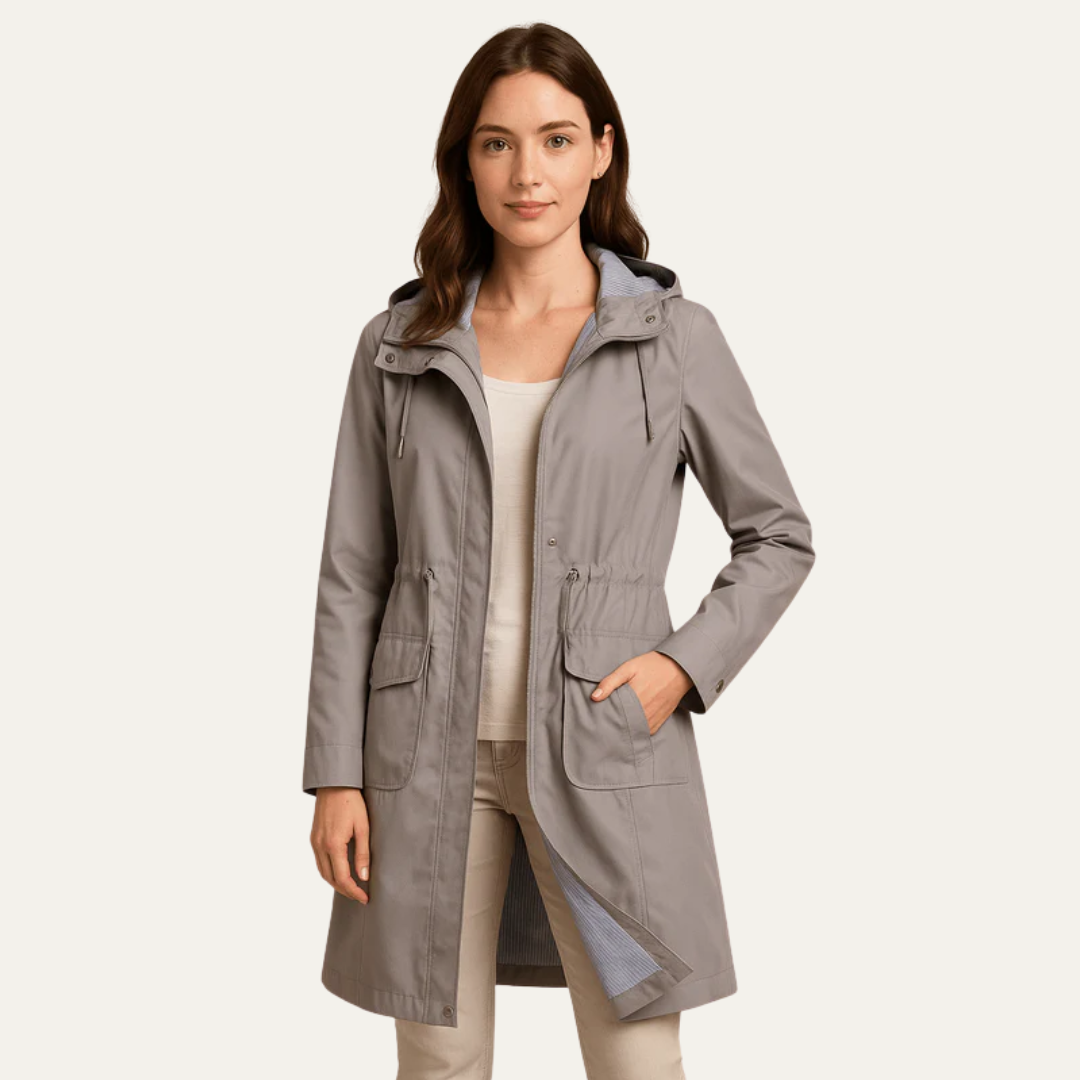 Womens Hooded Anorak Jacket with Drawstring Waist