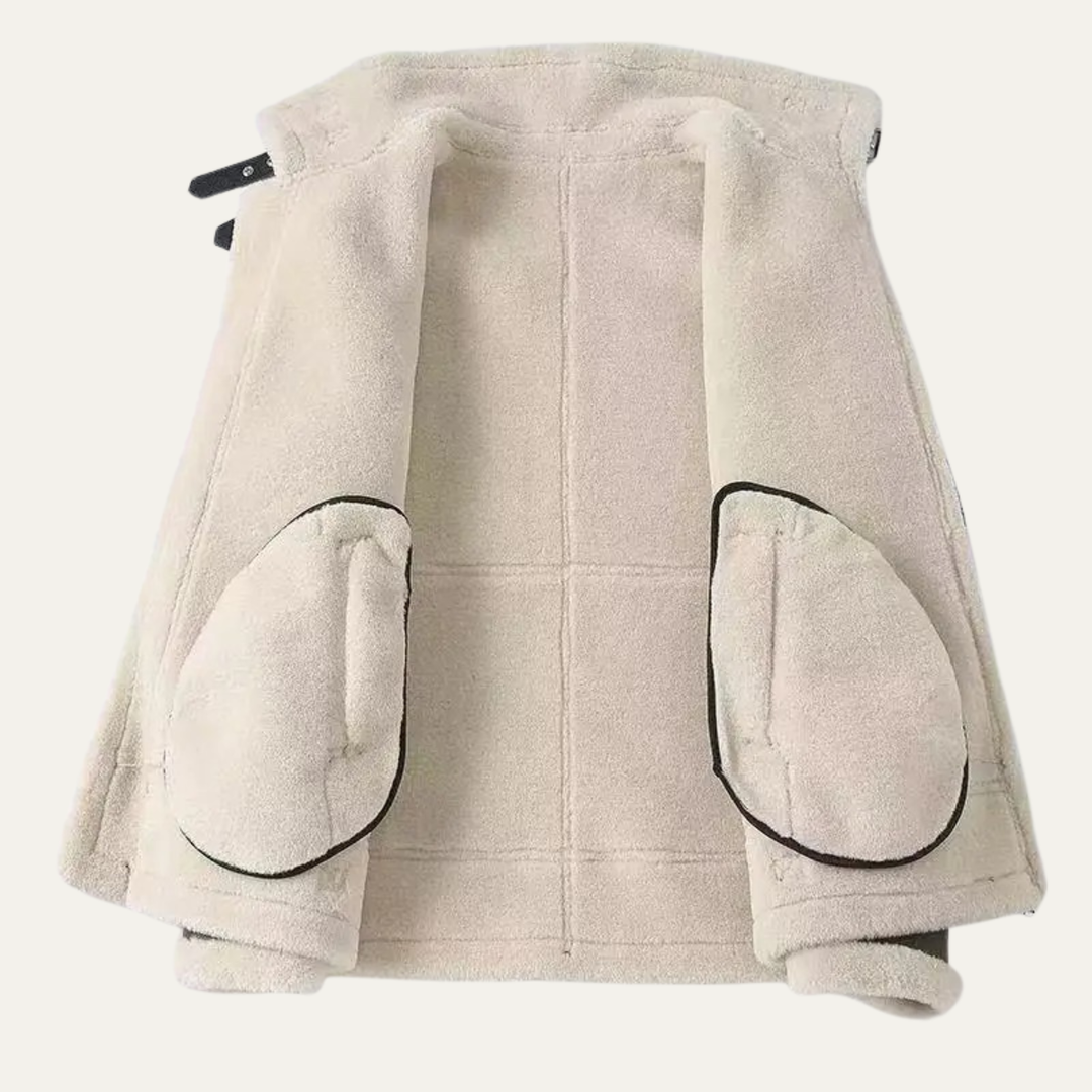 Mens Aviator Jacket Shearling with Fleece Lining Winter