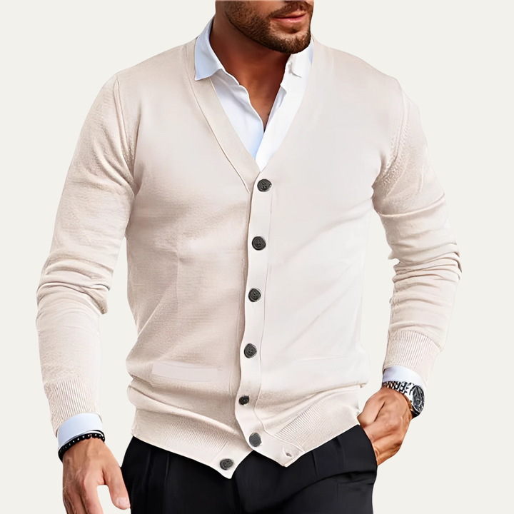 Mens Button Cardigan Fine Knit Classic Fit