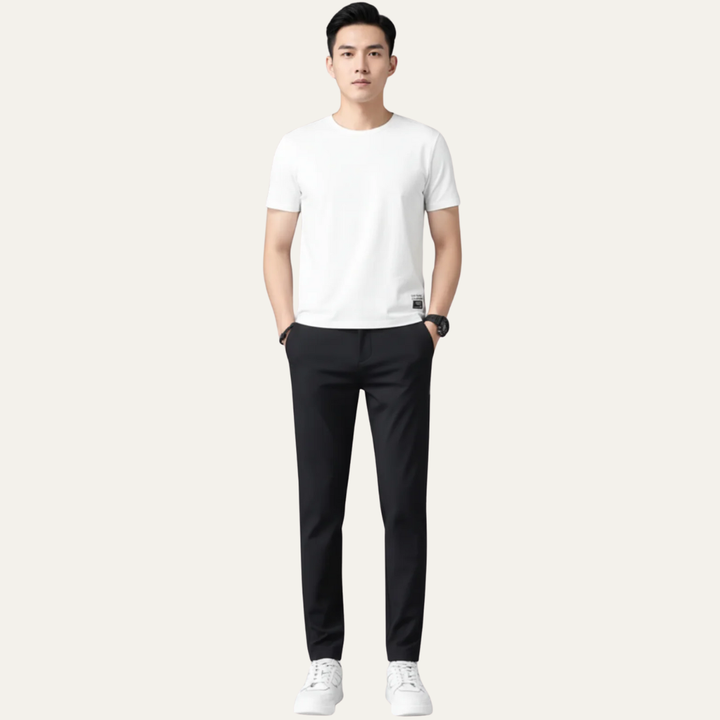 Mens Slim Fit Stretch Flat Front Pants